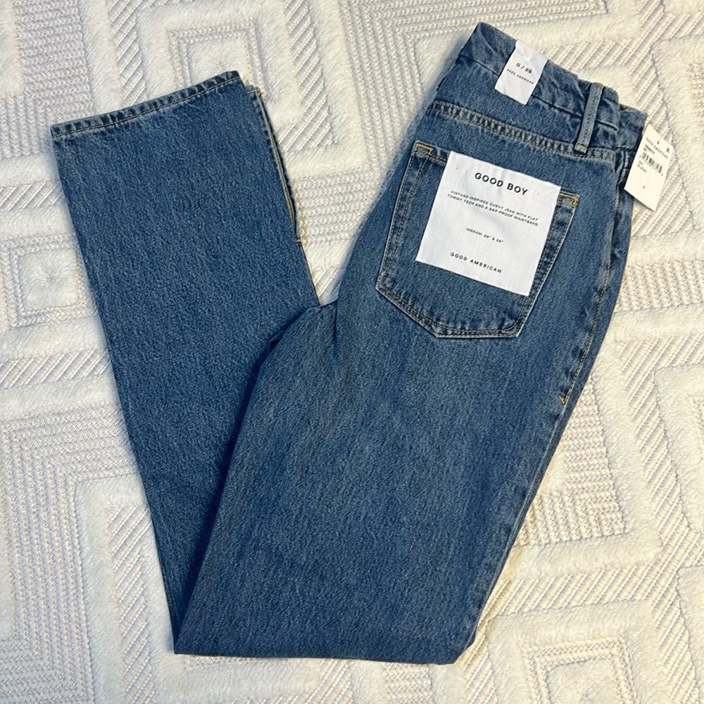 Good American Blue High-Rise Straight Jeans